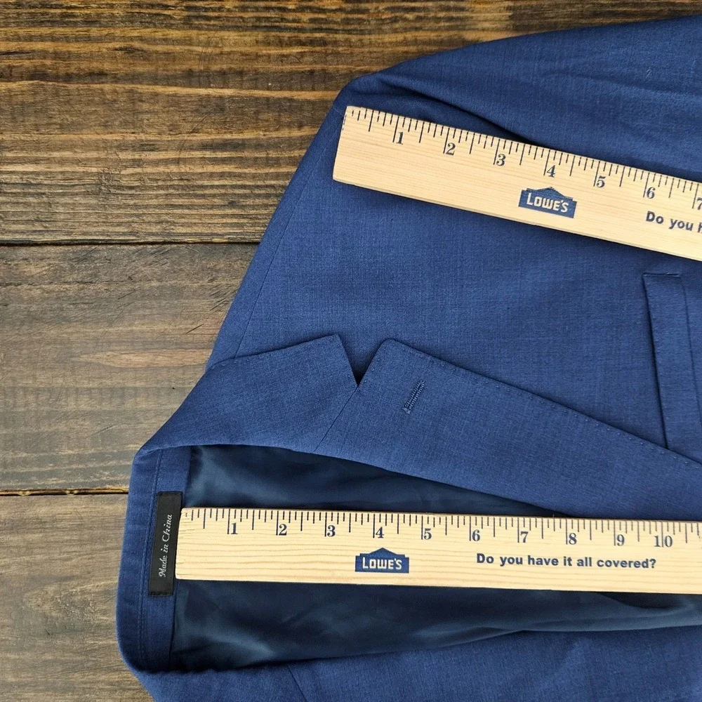 Calvin Klein Men's Sport Coat Blazer Two Button Navy Blue Wool Spandex Size 44L